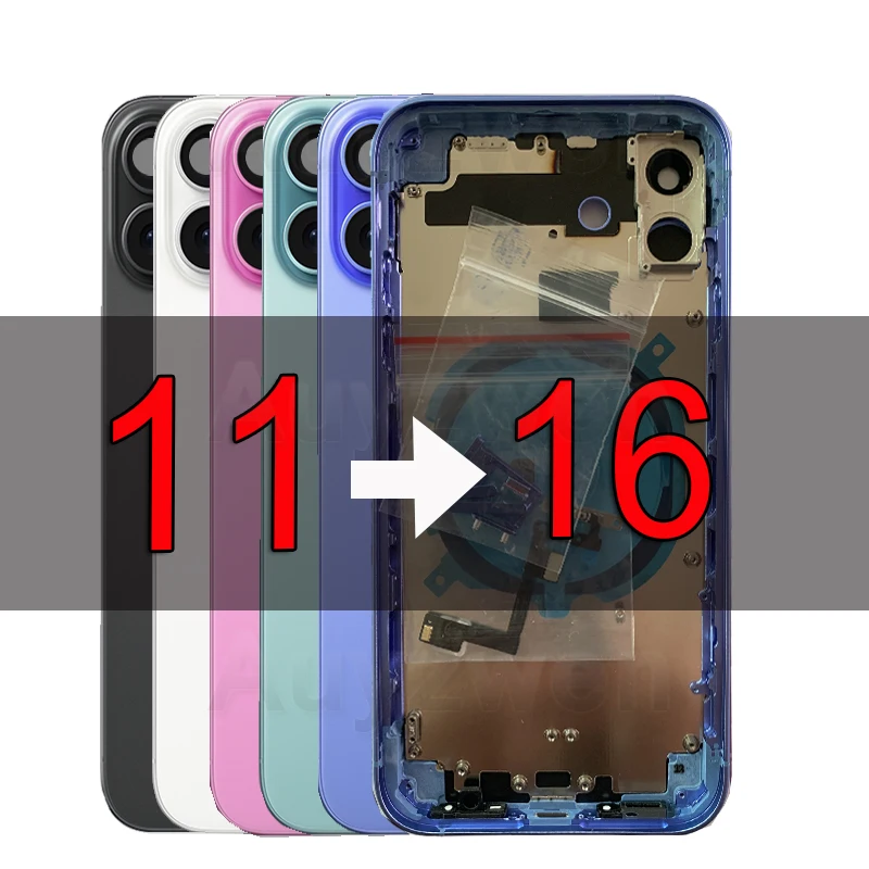 Refitted Housing for iPhone 11 Like 16 for Model A2111 A2223 A2221 Slide Mute Key to 16 Style Backshell Replacement With Flash