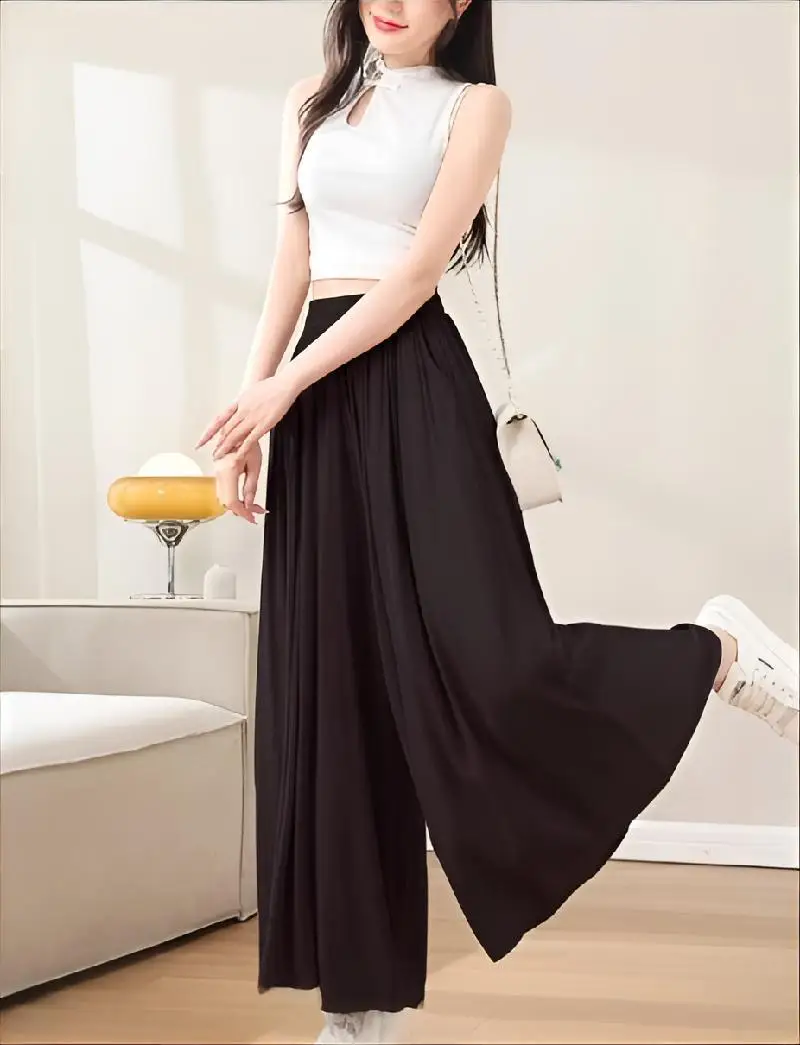 بنطال ذو قصة أرجل واسعة طويل للمرأة الربيع المضادة للتجاعيد الدوبامين العسكرية تقسم مستقيم صالح أنماط Techwear ركوب مرونة الخصر