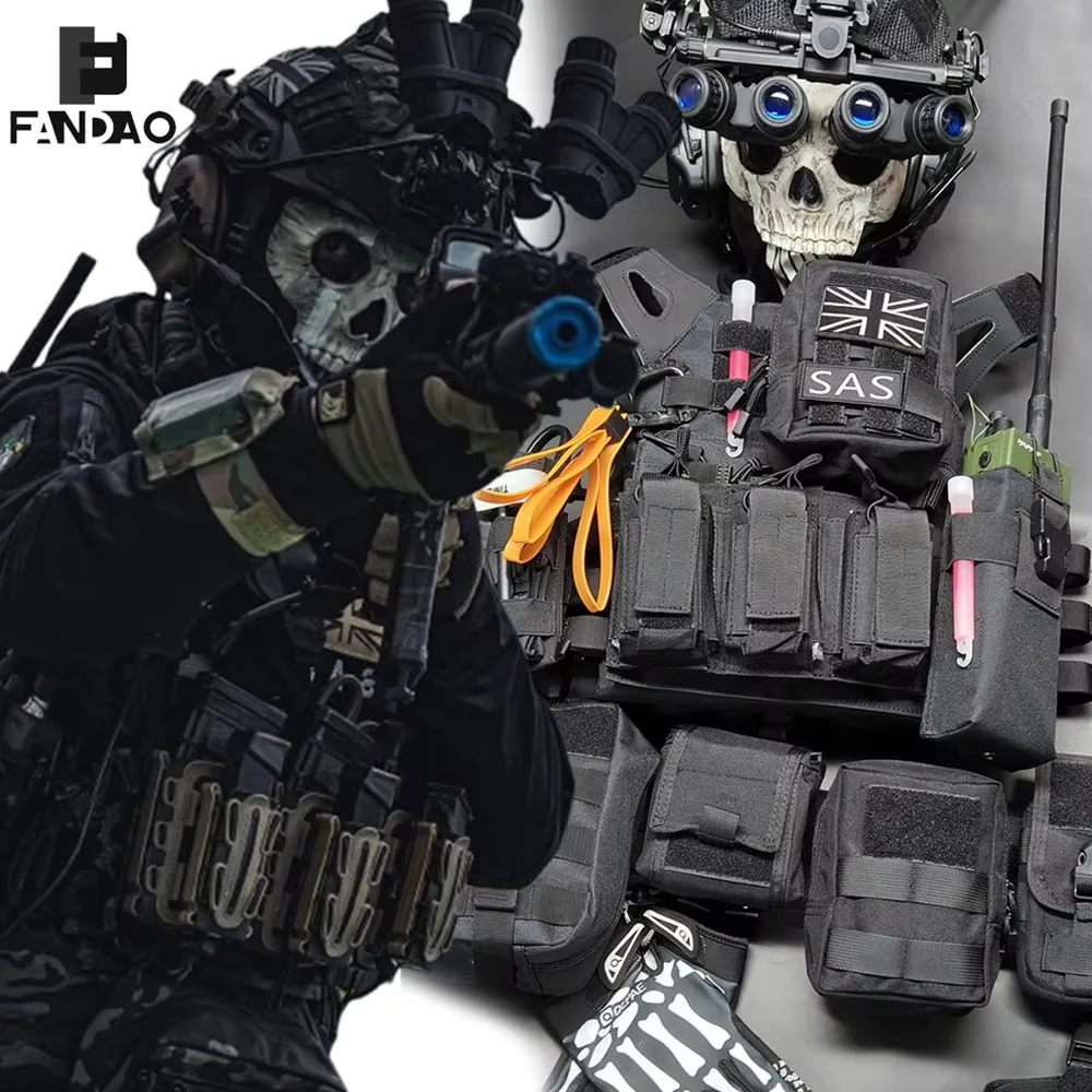 Complete Tactical Equipment Set Modular Helmet with Vest Duty Belt Accessories Full Set Game Props for Airsoft CS Wargame Cospla
