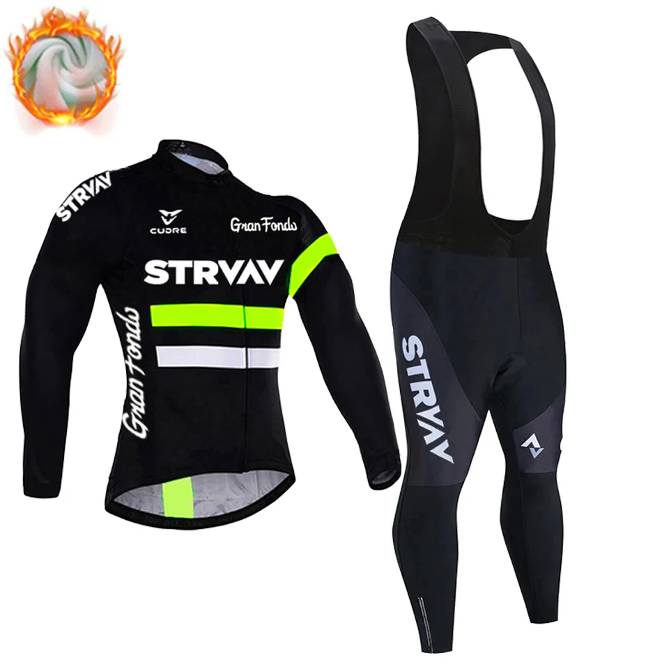 

STRVAV-Fleece Cycling Jersey Set for Men, Mountain Bicycle Clothes, Bike Wear, Blue Racing Clothing, Winter