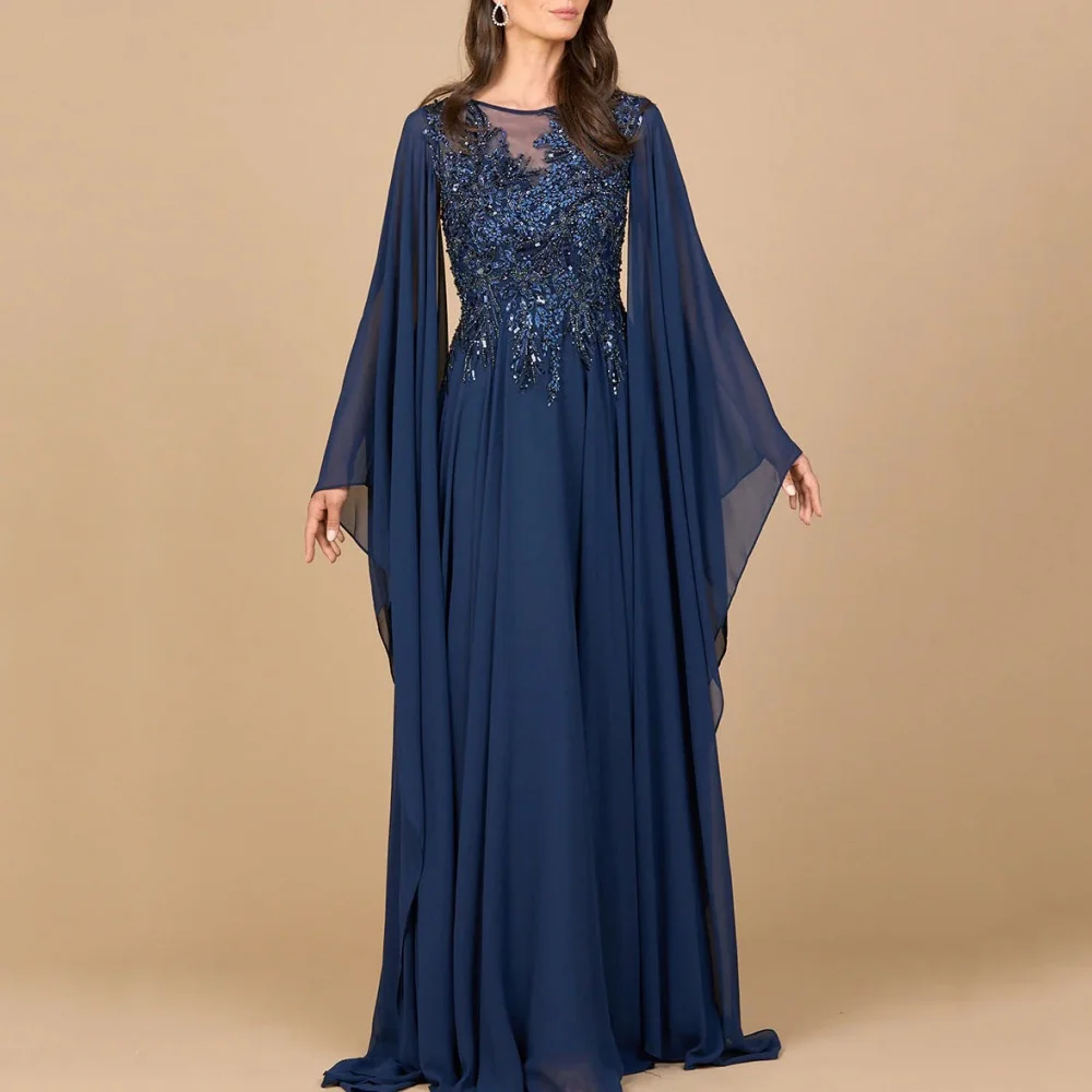 

Mother Dresses Customized Elegant Flare Sleeve Sequined Bride Party Dress A Line Lace Occasion Gown robes invitée mariage