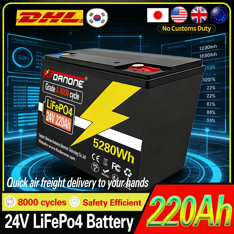 

LIFEPO4 24V 32700 220AH Battery Is Integrated with BMS 220A for RV Solar External Rechargeable Network Lithium Iron Phosphate