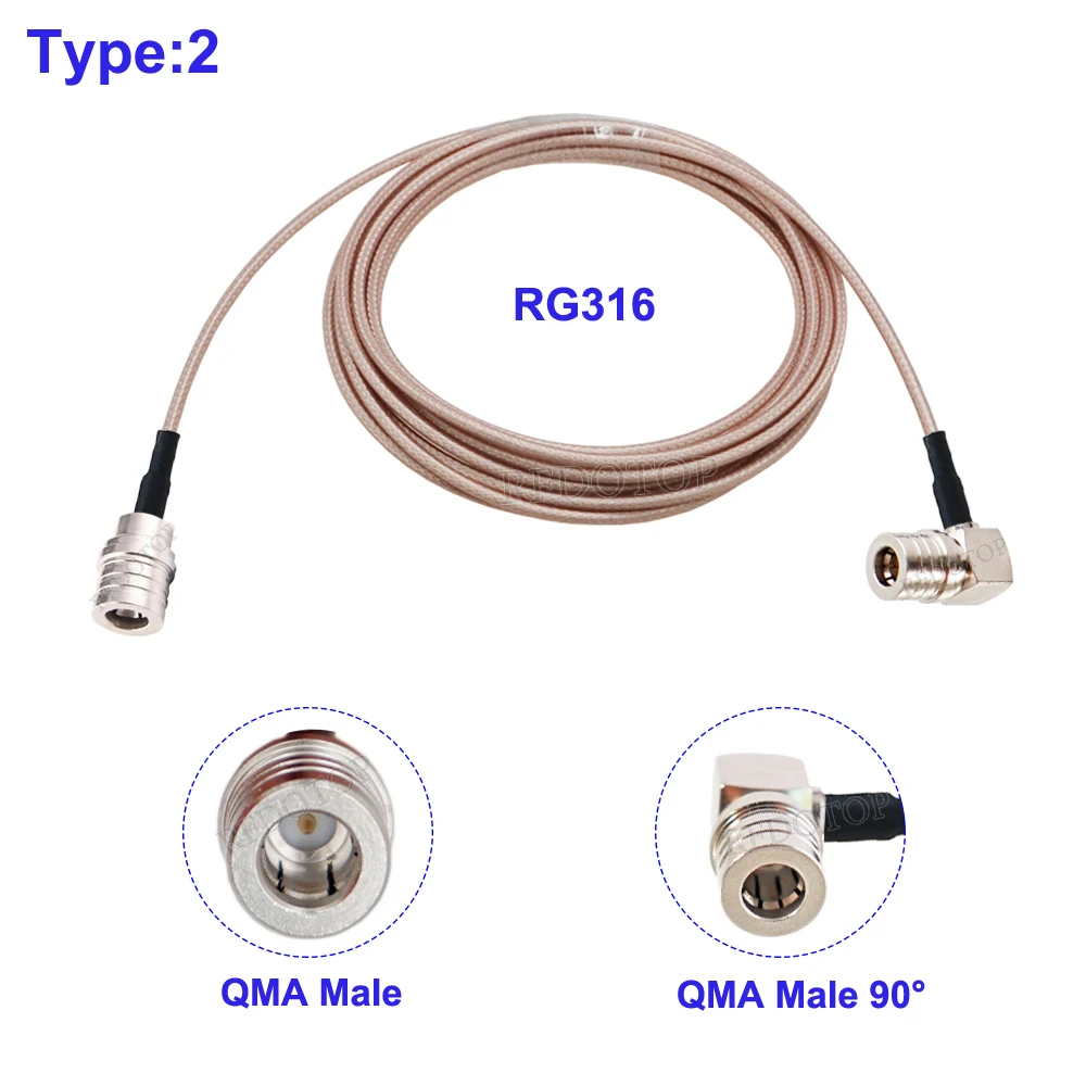 RG316 QMA Cable QMA Male Plug to QMA Male 90 Degree Connector 50Ohm Low Loss RG-316 RF Coaxial Extension Jumper Pigtail Cord