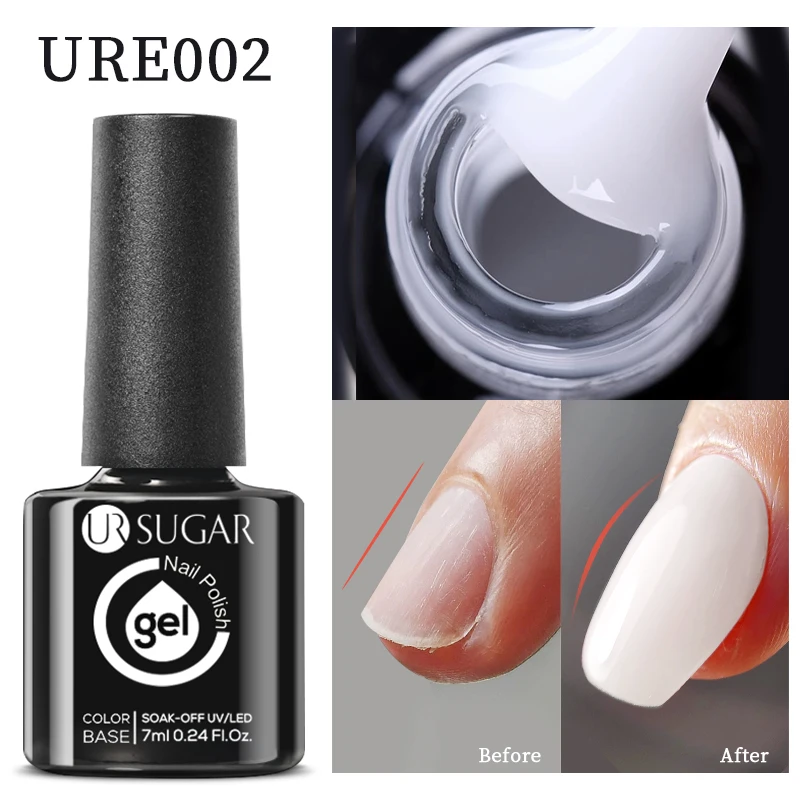 UR SUGAR Gel de extensión rápida, Gel blanco transparente, Gel duro de construcción semipermanente UV LED, construcción rápida, arte de uñas, 7ml base rubber uñasesmaltes permanentes de uñas uv