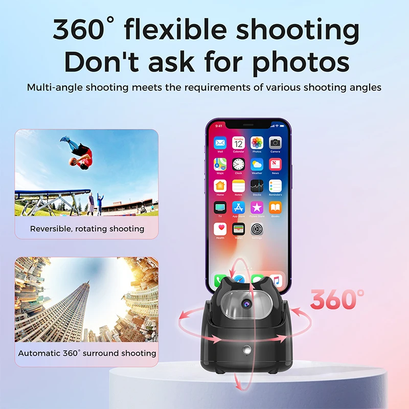 2023 New Technology Smart Shooting Auto Face AI Authomatic Rotation Phone Holder For Mobile 360 Degree Object Tracking