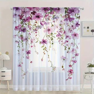 2 Pieces of High-Definition Digital Gold Wheat Ear Leaf Printed Window Screen Home Decoration Style Decoration Living Room Bedro