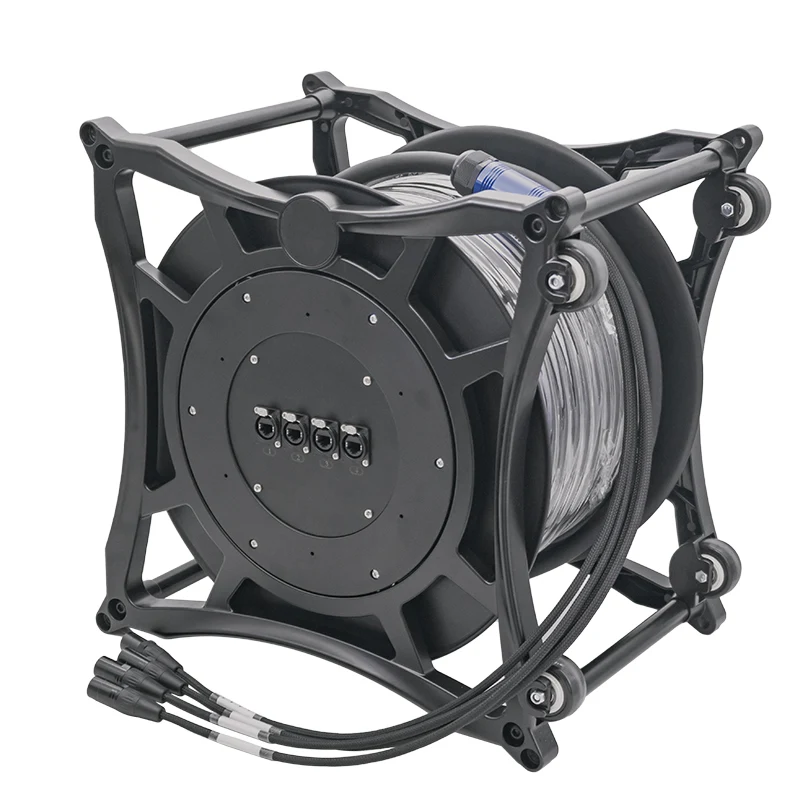 Professional Stackable RJ45 to RJ45 30M-80M Ethernet Snake Cable Drum Die-Cast Aluminum Reel
