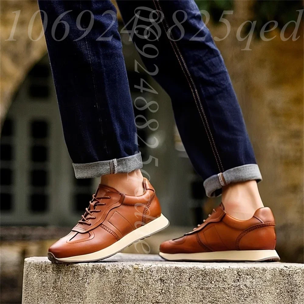 Men's Low-Top Lace-Up Sneakers, Contrast Sole, Lightweight Non-Slip, Comfortable Durable Casual Footwear for Men, Multi-Color
