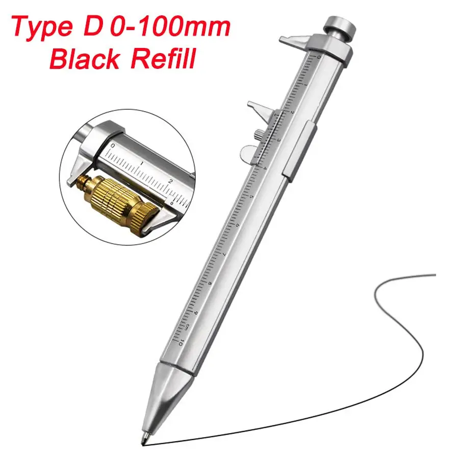 

2 in 1Caliper Pen 0-100mm Vernier Caliper Roller Ball-Point 1mm Plastic Student Stationery Gift Vernier Caliper Measuring Tools