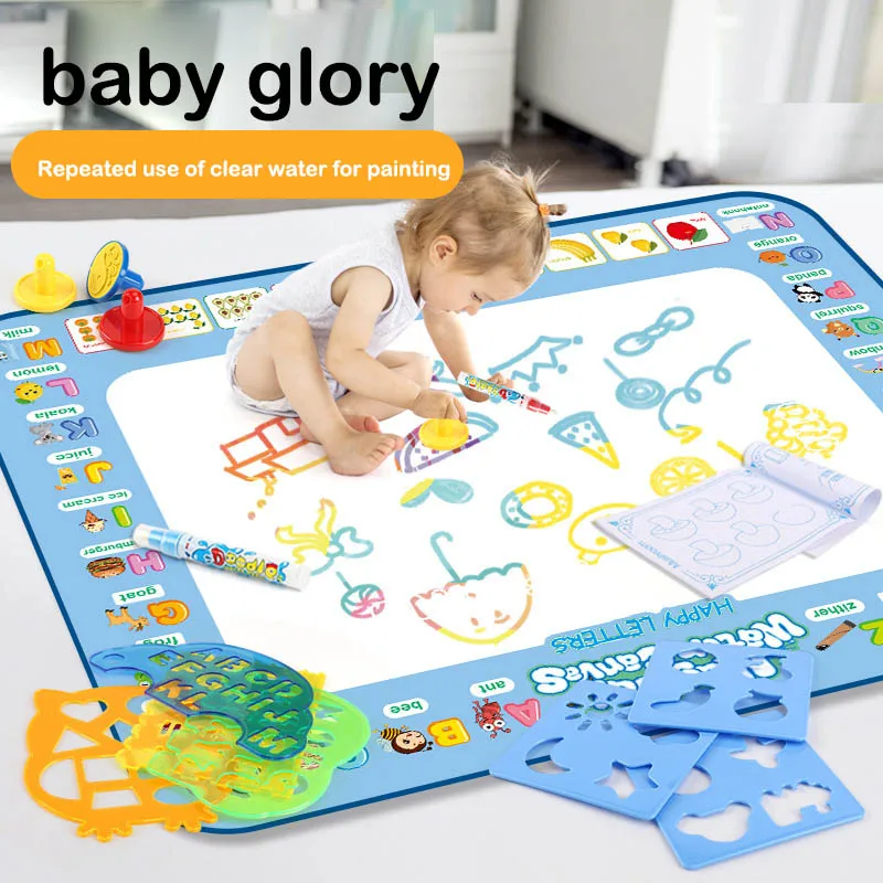 Magic Water Drawing Mat 100x80CM Magic pens Montessori Toys Learning Blanket Writing Children Drawing Board Educational Toys Kid