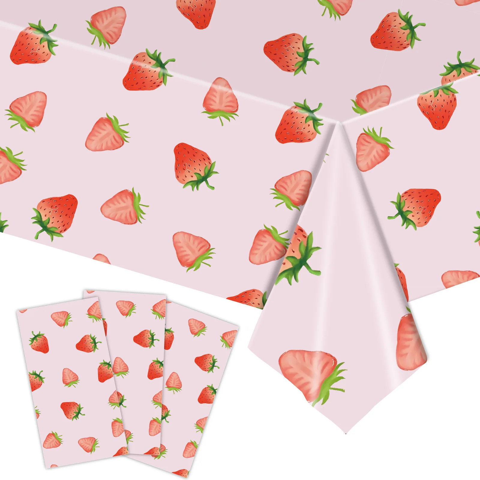 Strawberry Birthday Party Tablecloth Paper Plate Napkins Disposable Tableware Summer Wedding Kid Girls Birthday Party Decoration