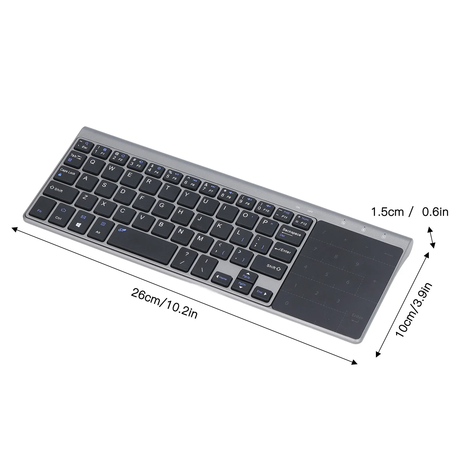 لوحة مفاتيح لاسلكية تعمل باللمس مع لوحة مفاتيح رقمية ، لوحة مفاتيح صغيرة محمولة رفيعة للغاية للكمبيوتر الشخصي ، كمبيوتر محمول ، كمبيوتر ، تلفزيون ، 59 مفتاحًا ،