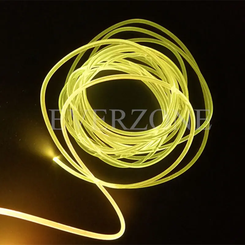 Cable de luz de fibra óptica con brillo lateral de núcleo sólido de 3mm para decoración de iluminación interior novedosa