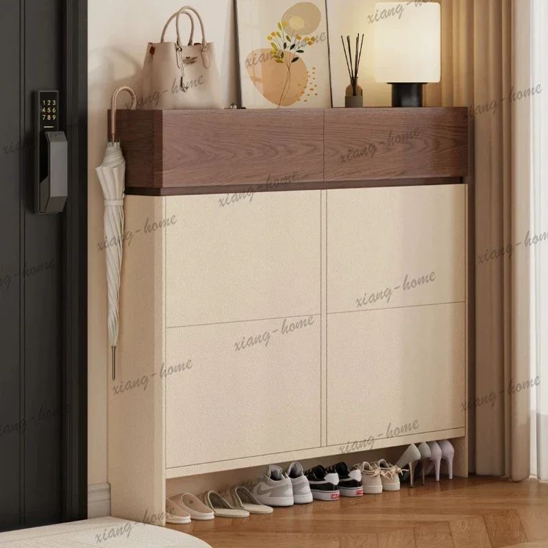 LJY Adjustable Drawers Shoe Cabinet Rack Style Oak Living Room Shoe Cabinet Organizer Wooden Hallway Range Chaussure Furniture H