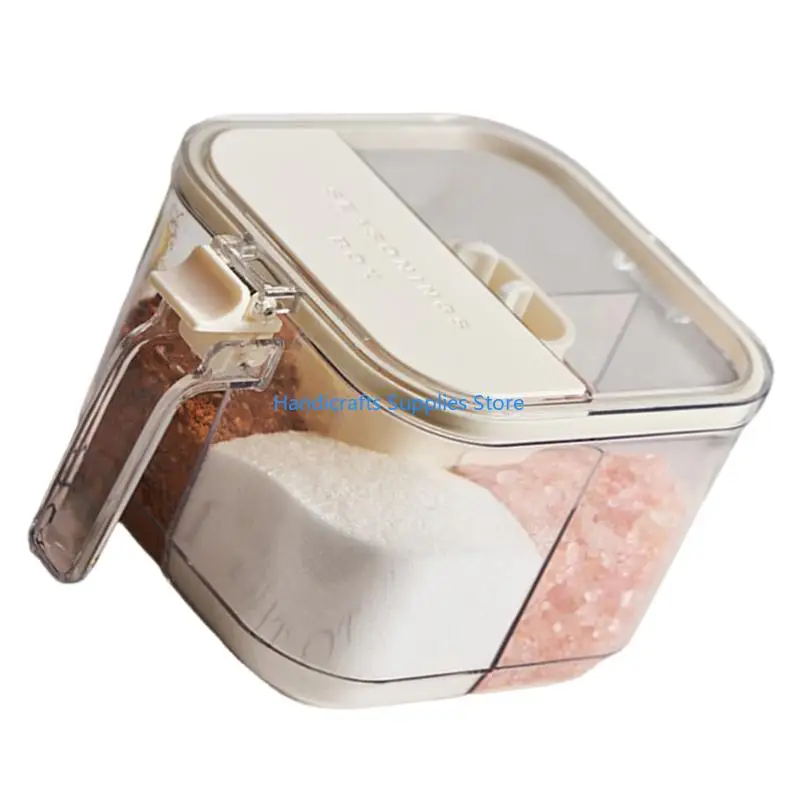 

R1WA 4 Compartment Spices Storage Container with Lid and Scoops for Kitchen Organization and Countertops Display 2025 New Drop