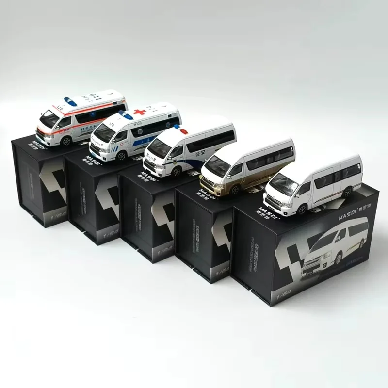 Nouveau en Stock Masdi 1:64 Toyota Hiace H200 véhicule d'urgence de Police Mpv Allloy modèle de voiture Miniature moulé sous pression Toyota jouets personnalisés
