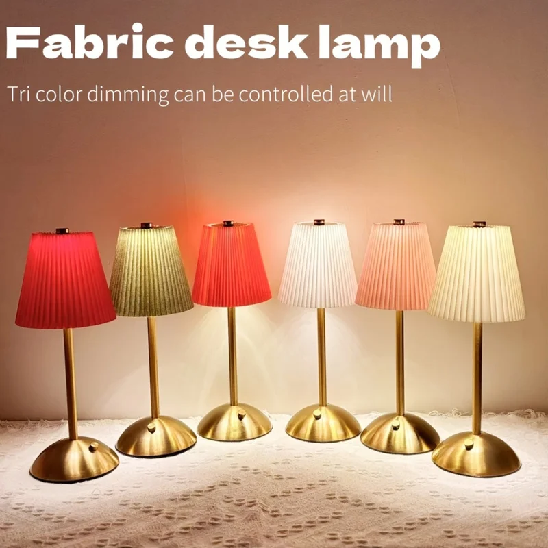 1pc Modern Pleated LED Table Lamp, Touch Control, 3 Color Temperatures Long Press to Adjust Brightness, USB Powered, Indoor Use
