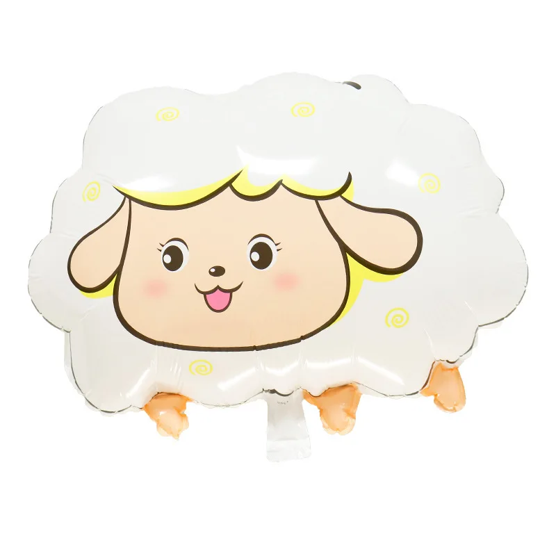 1PC Small Fat Sheep Cartoon Animal Aluminum Film Balloon White