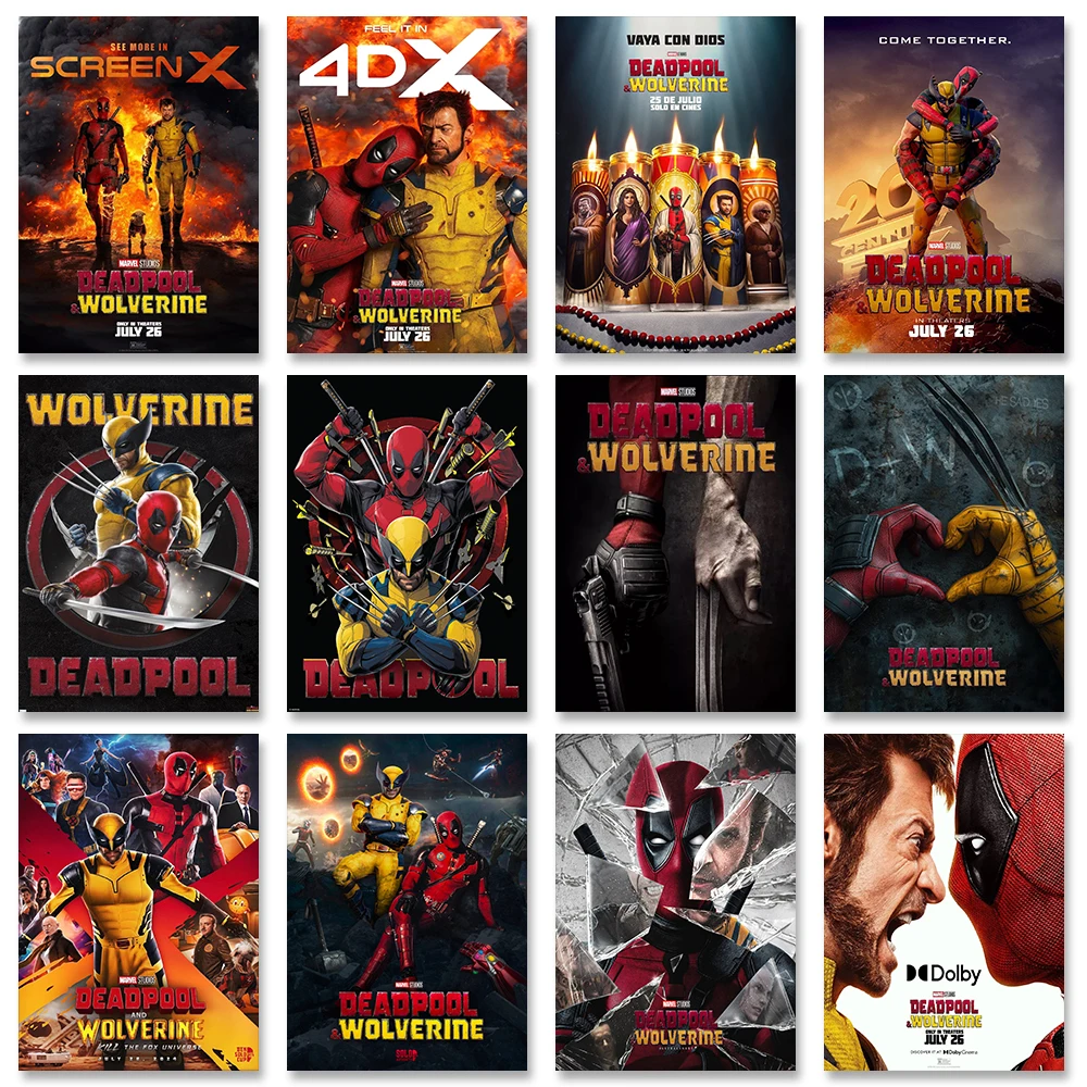 Marvel Movie plakat Deadpool rosomak na płótnie wydruk ścienny Mural superbohater malarstwo dekoracyjne dekoracja domu prezent urodzinowy