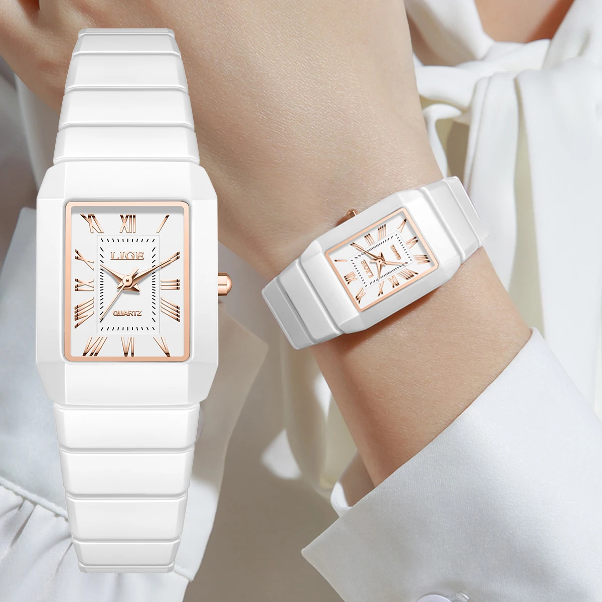 

LIGE Women's Watches Elegant Ladies Watch Fashion quartz wristwatch luxury ceramic clock Watch for Women casual reloj de mujer