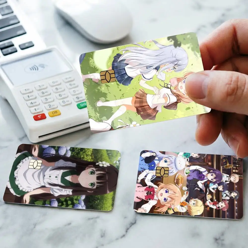 A-Anime Is the Order a Rabbit Credit Card HD Stickers Small Chip Waterproof Sticker Game Card Decal Gift