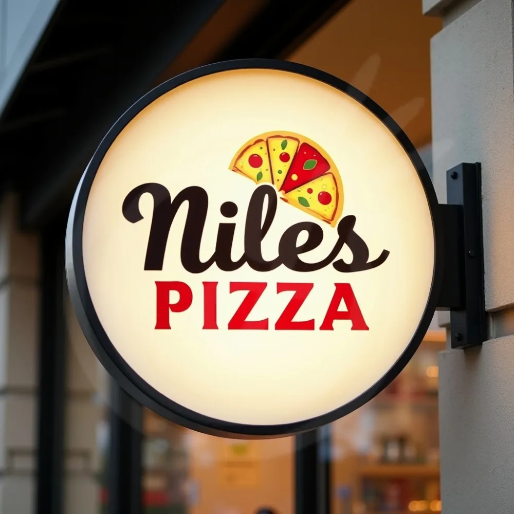 

Custom Round Acrylic LED Light Box for Pizzerias Waterproof Double Sided Appetizing Food Advertising Sign