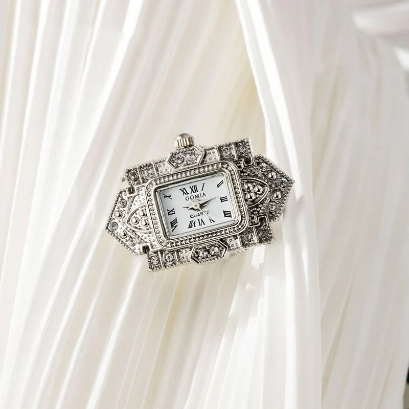 Reloj de anillo Vintage Punk de cuarzo, Anillos de banda ajustables para mujer y hombre, dedo de lujo, Hip-hop, pareja, nueva joyería de bolsillo de Hip Hop