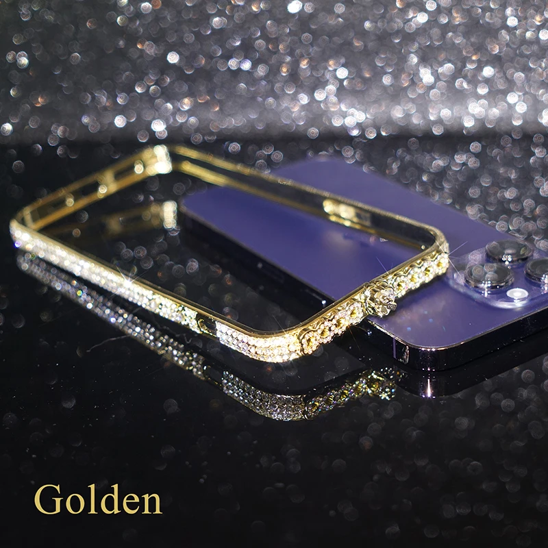 For iPhone 15 14 13 12 11 Pro Max Case Rhinestone Bling Diamond Love Bumper For iPhone 15 XS XR Case Glitter Inlay Metal Frame image 5