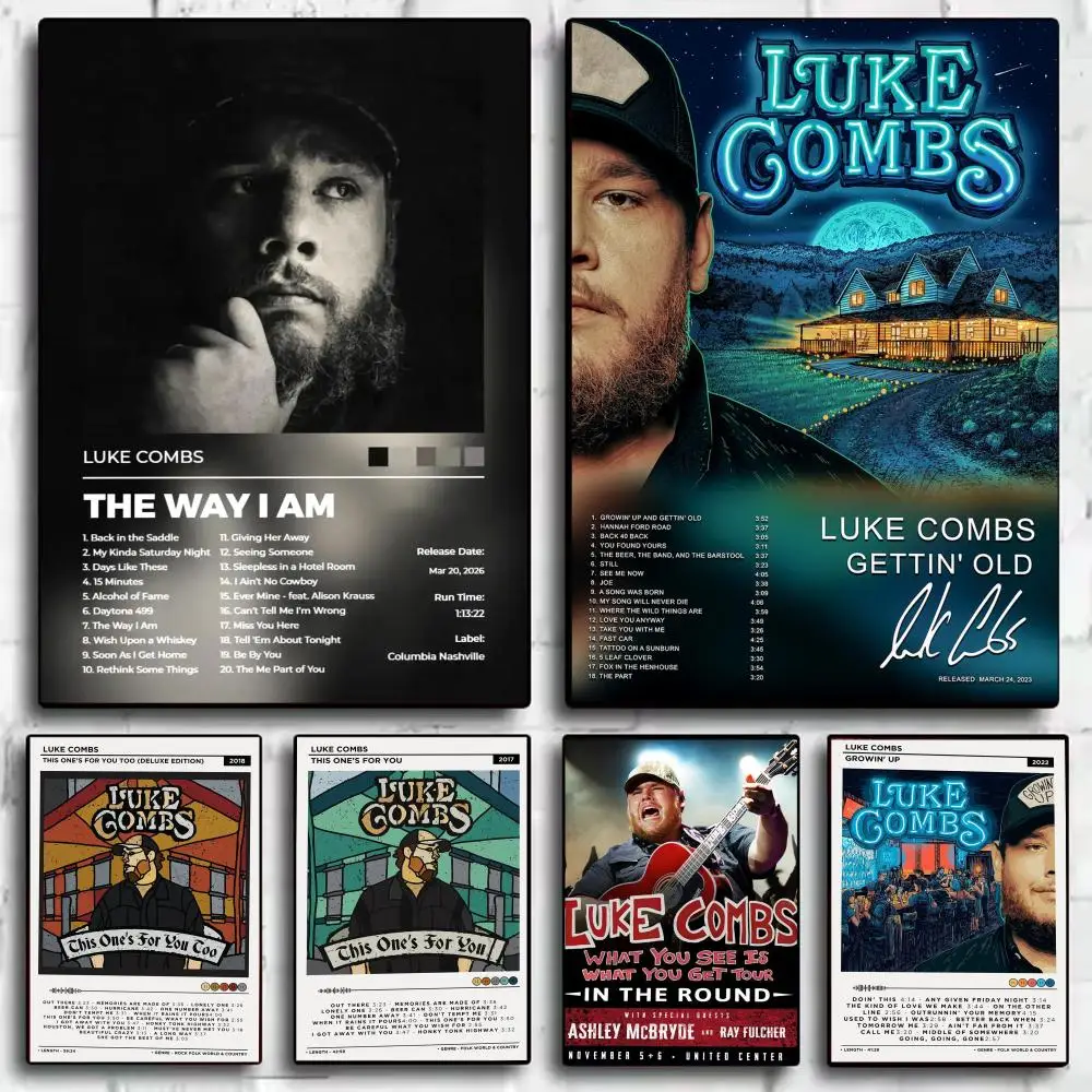 Music Album L-Luke C-Combs Poster Decorative Wall Art Stickers Mural Photo Print for Home Living Room Hallway Decor