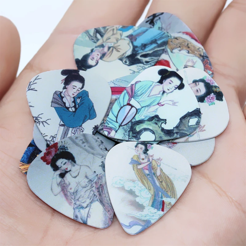 SOACH New 10Pcs 0.46/0.71/1.0Mm Thickness Guitar Picks Classic Beauty Guitar Accessories Guitar Pick for Ukulele Guitar Paddles