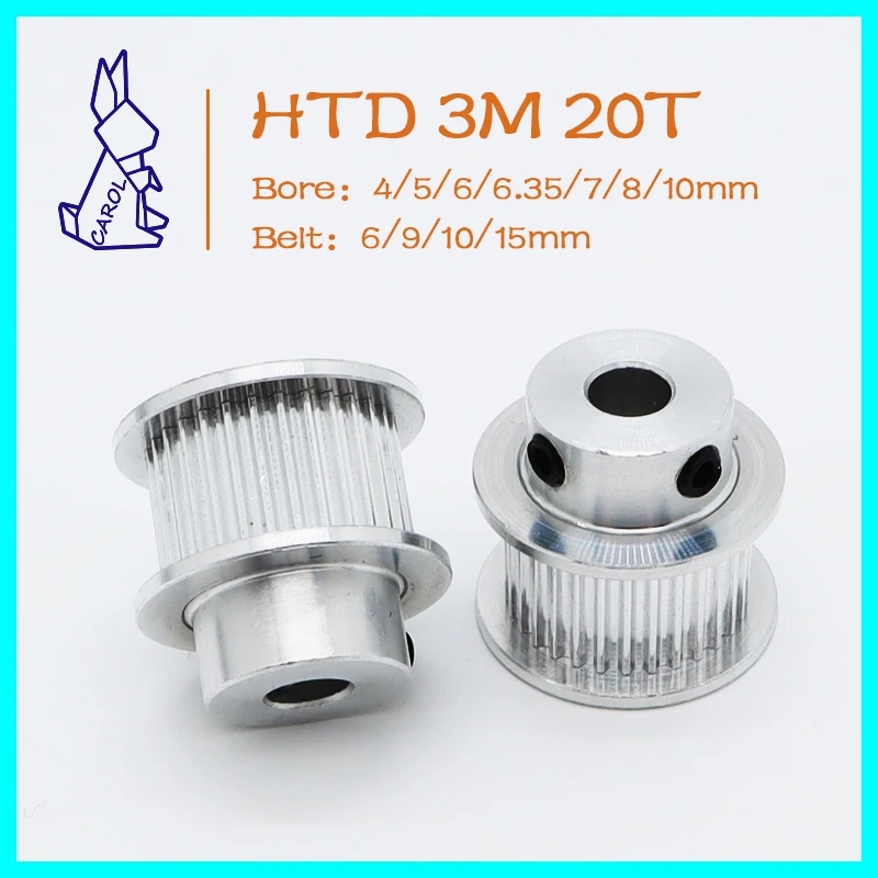 

HTD 3M 20Teeth Timing Pulley Bore 4/5/6~7/8/10mm For Width 6/9/10/15mm Belt Pulley 3M Gears 20T Synchronous Wheels HTD3M Pulley