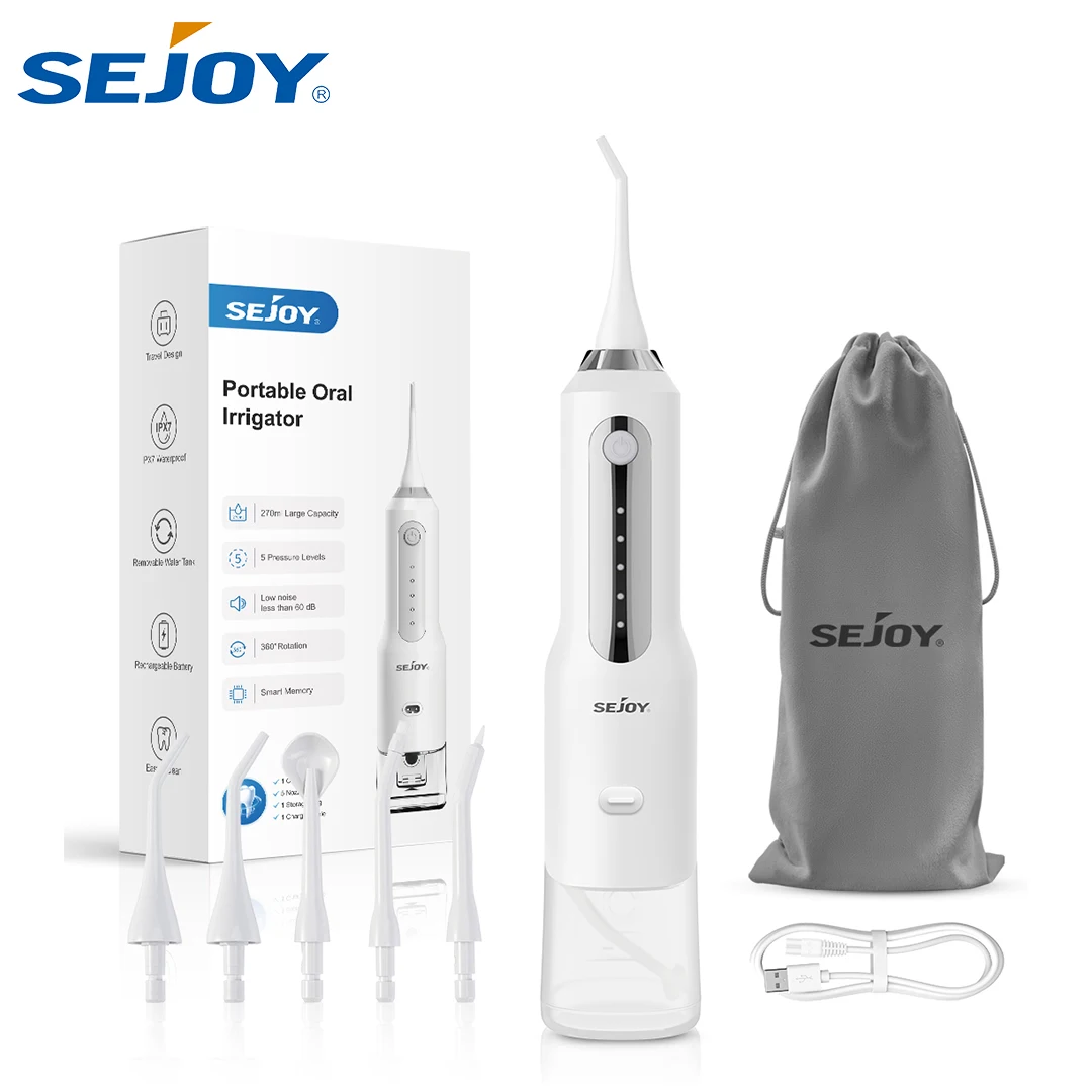 

Sejoy Water Flosser Очиститель зубов Перезаряжаемый водонепроницаемый портативный беспроводной стоматологический ирригатор для полости рта Водяная нить для зубов