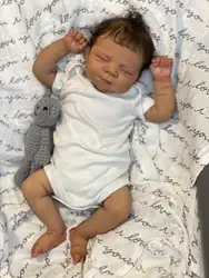 BZDOLL 48 CM 19 INCH Soft Touch Cloth Body Vinyl Asleep Reborn Baby Doll Toy For Girl Lifelike Black Skin Doll Kid Birthday Gift