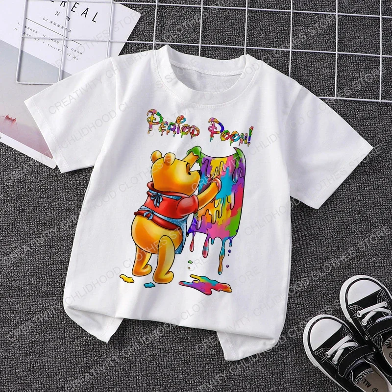 

Disney Children T-Shirts Mickey Mouse Winnie The Pooh Anime T Shirt Cartoons Kawaii Casual Tops Boy Girl Clothes Kid Tee Shirts