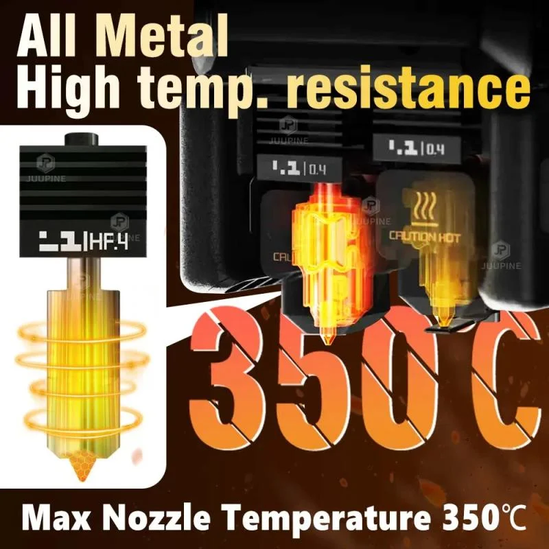 Hotend Nozzle Heating Block Set for Bambu Lab H2D - High Flow, Silicone Cover, Sizes 0.2/0.4/0.6/0.8mm