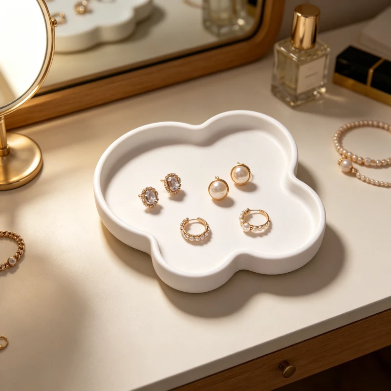Jewelry Tray,Earring Ring Necklace Storage Dish, Vanity Entryway Desktop Decor, Girls Accessory Organizer, Photo Background Prop