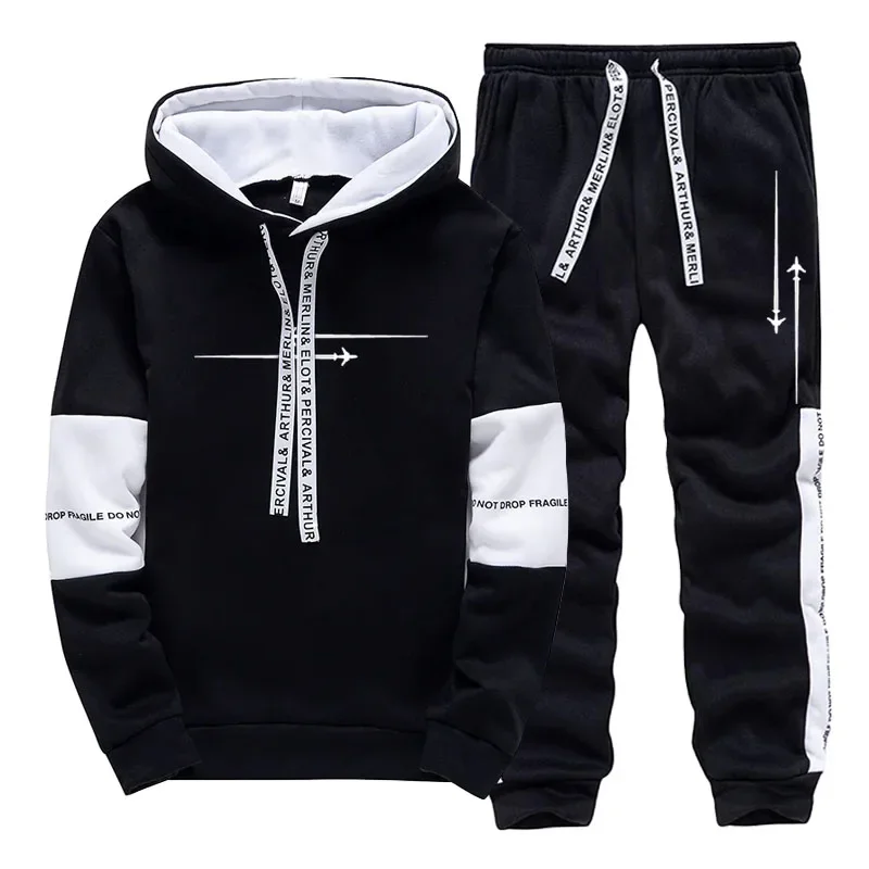 

Simple Mens Tracksuit Printing Casual Single Piece Sweatshirts Sweatpants Office Home Hoodie Pants Sports Jogging Mens Clothing