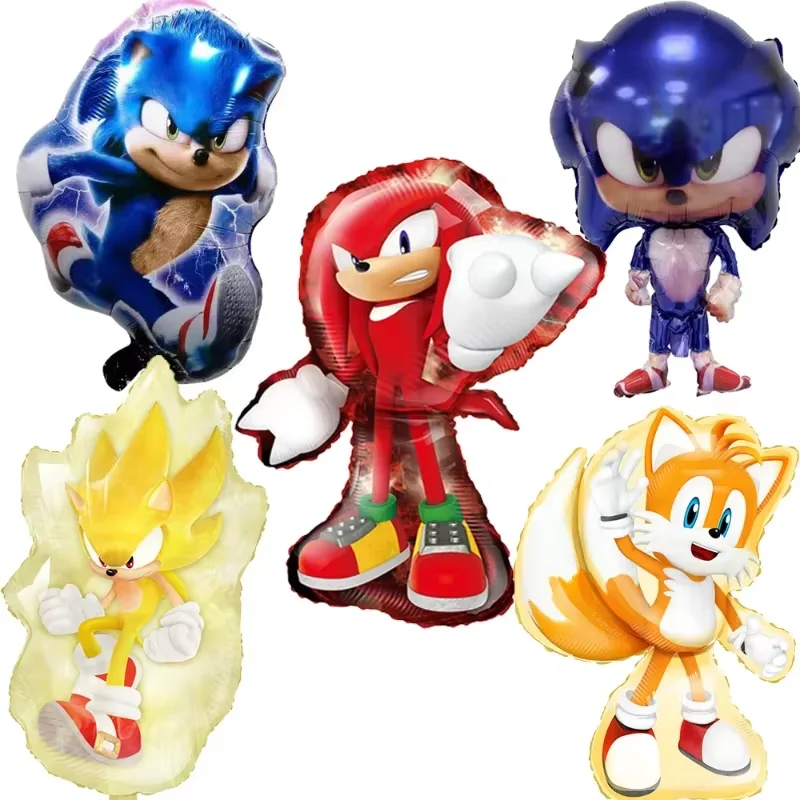 Globo de erizo con purpurina azul de dibujos animados, juego Sonic, decoración para fiesta de feliz cumpleaños, Baby Shower, suministros para fiesta de niños, regalos para niños