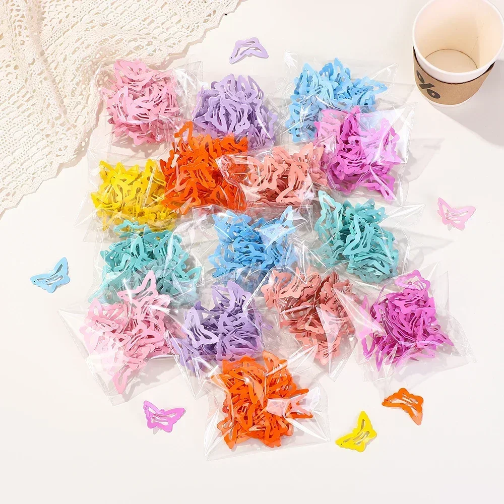 5/10/ 20Pcs/lot Lovely Solid Color Butterfly BB Hair Clips for Girls Y2k Hair Bangs Hairgripes Kids Boutique Headwear Wholesale