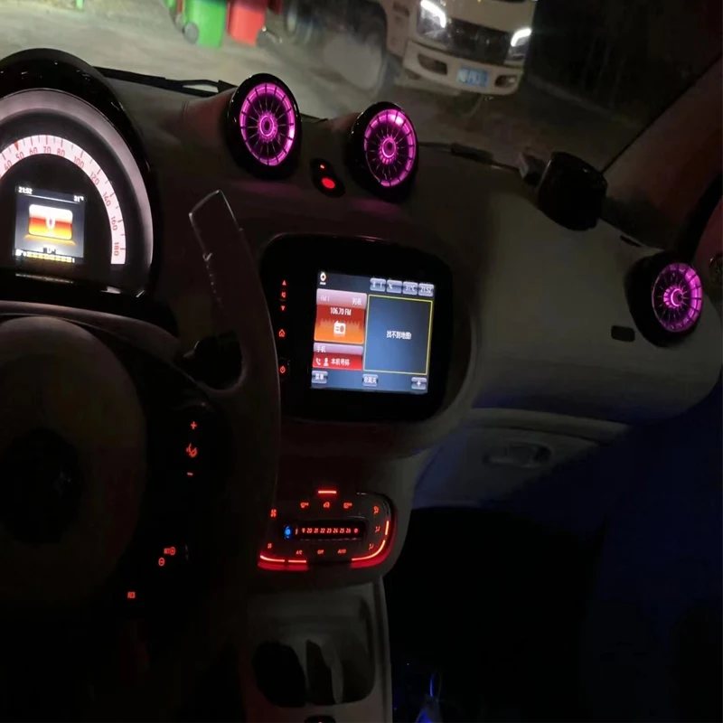 4pcs Car LED Front Dashboard For Mercedes Benz Smart AC Air Condition Vent Outlet Turbo Interior Trim Air Outlet Car Accessories