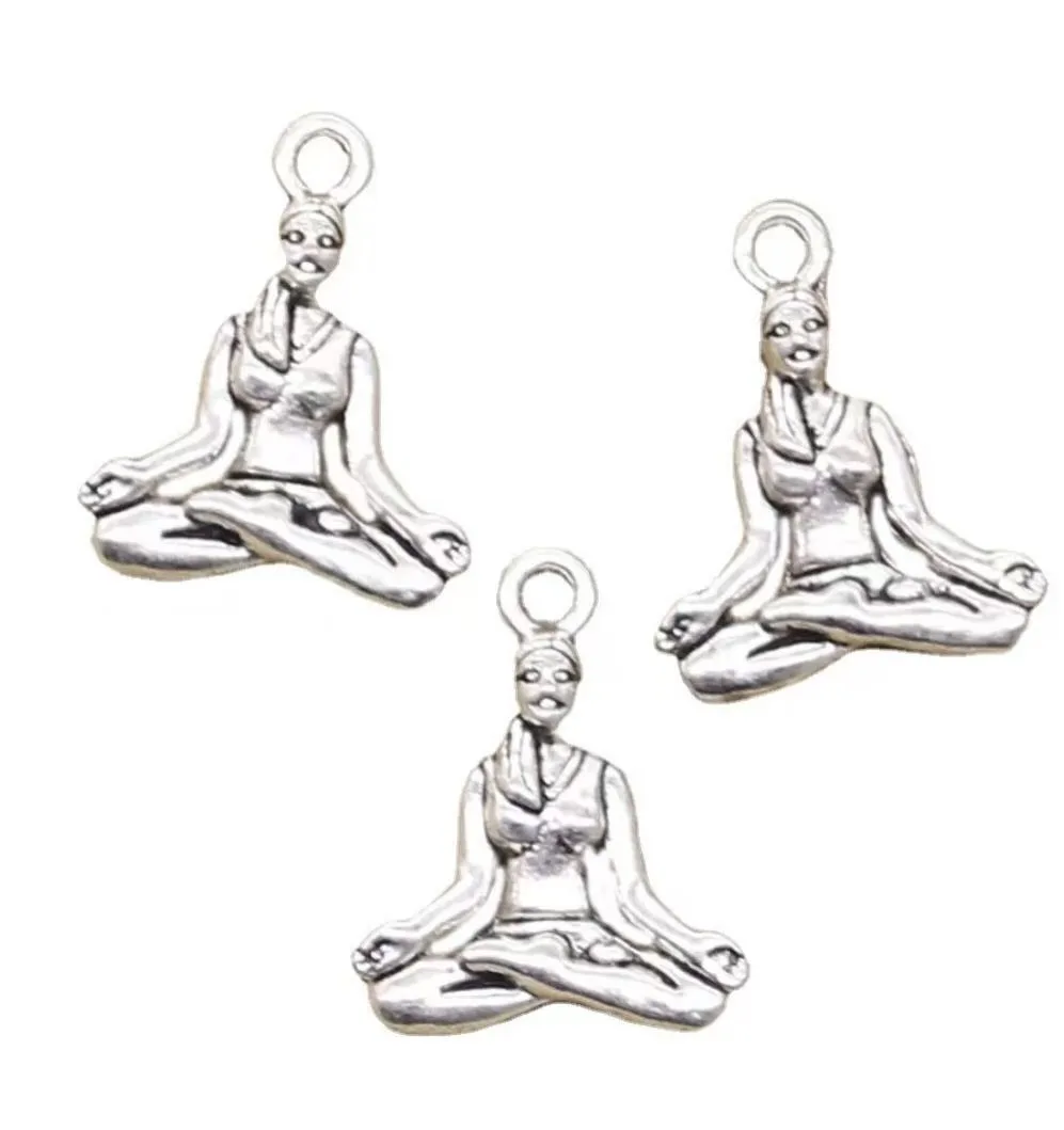 

15pcs 20*15mm Alloy metal tibetan silver color Yoga pendants HWEF2242