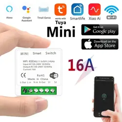 Tuya 16A WiFi DIY Smart Switch 2 Way Control Mini Smart Breaker Smart Home Automation Module Via Alexa Google Home SmartLife App