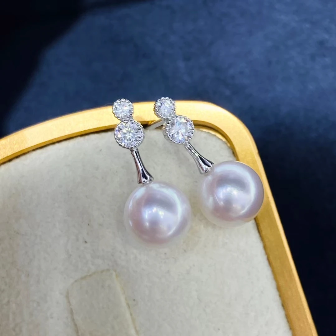 

Wholesale S925 Sterling Silver Earrings Mount Findings Settings Base Mounting Parts Accessory for 8-9mm Pearls 10 pairs/lot