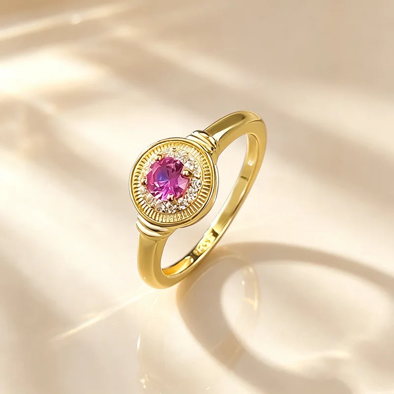 

Apaison Luxurious 4mm Round Lab Grown Diamond Women's Engagement Ring - Wedding Band Party Gold Plated Jewelry Gift