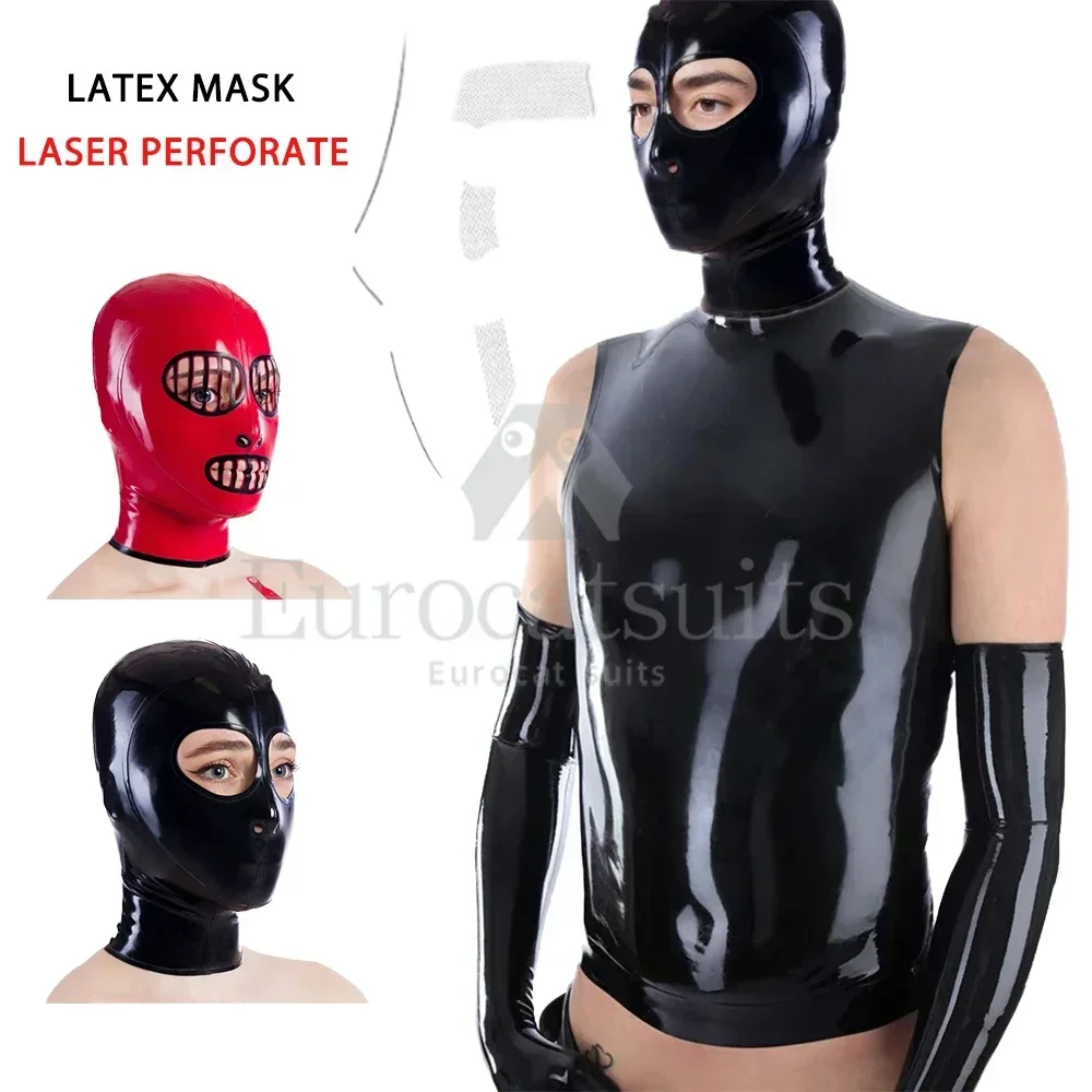 latex fetish rubberfox rubber mask Full Coverage Latex Mask and  Catsuit Rubber Wearing Club  cosplay Tshirt costume