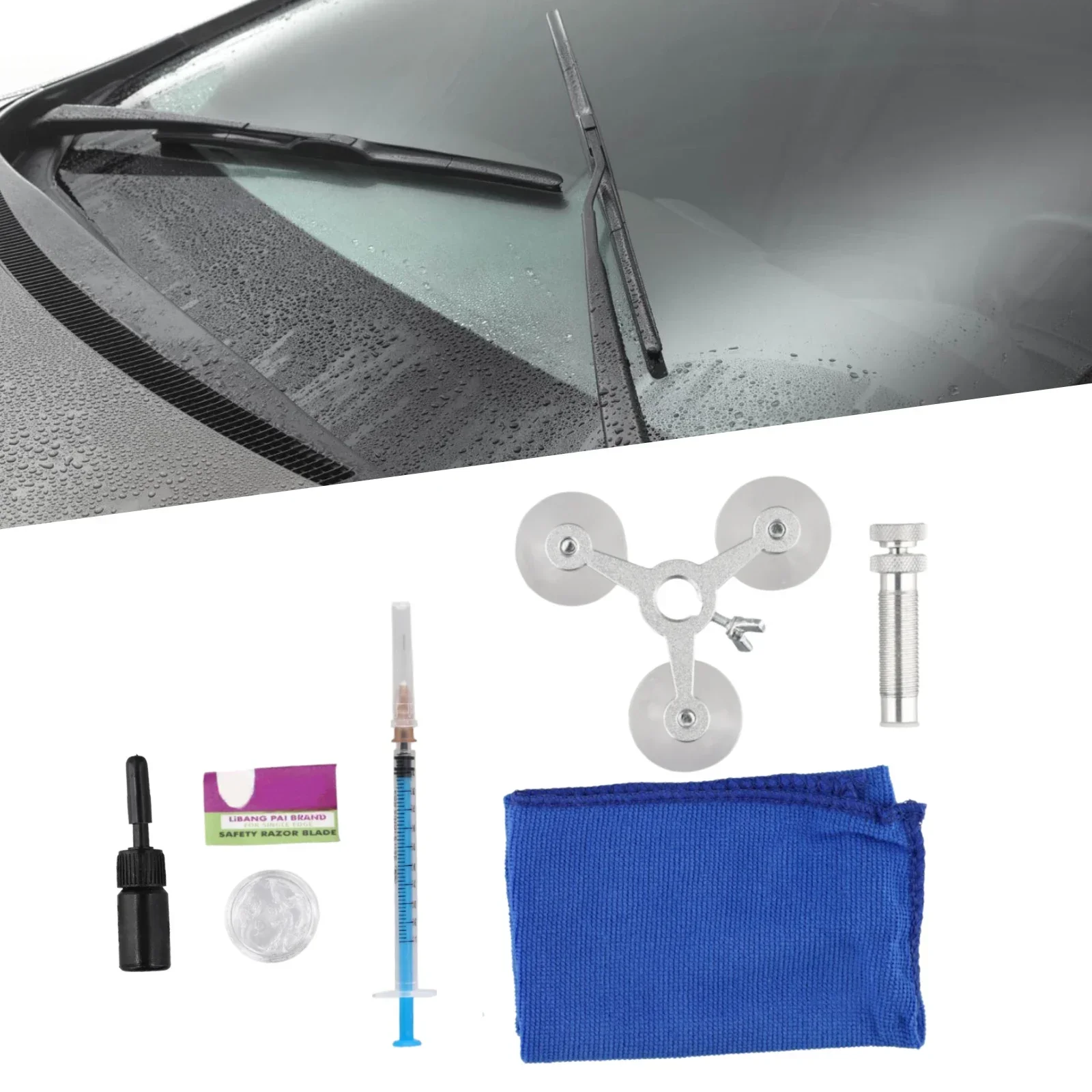 Auto Windscreen Windshield Repair Tool Aluminum Alloy Set DIY Car Kit Glass Crack Scratch Repairing Windshield Repair Tools