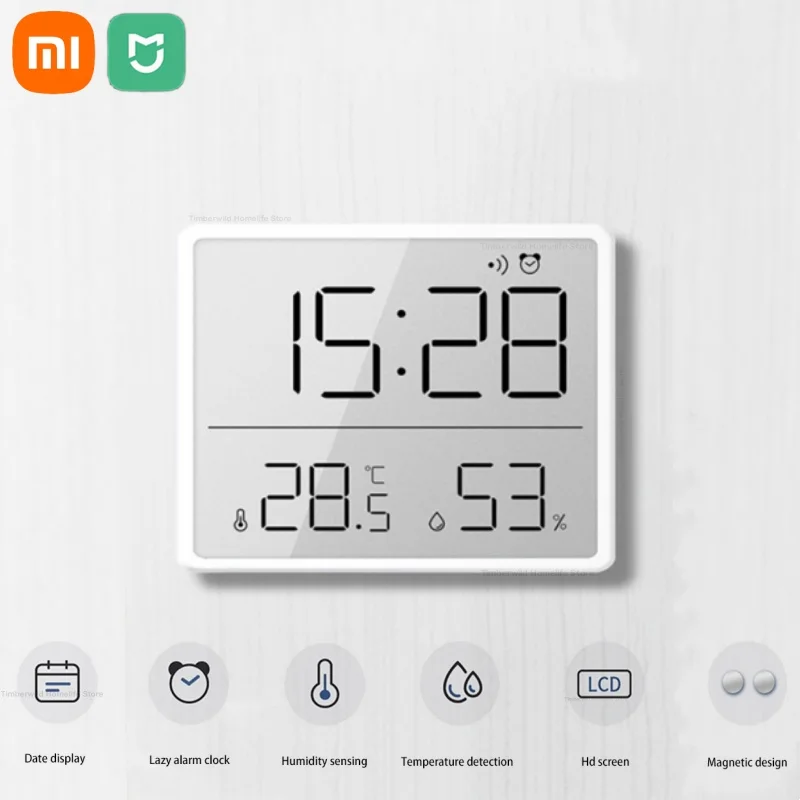 Xiaomi LCD Digital Thermometer Hygrometer Alarm Clock Temperature Humidity Display Magnetic Mounted Clock Indoor High Precision