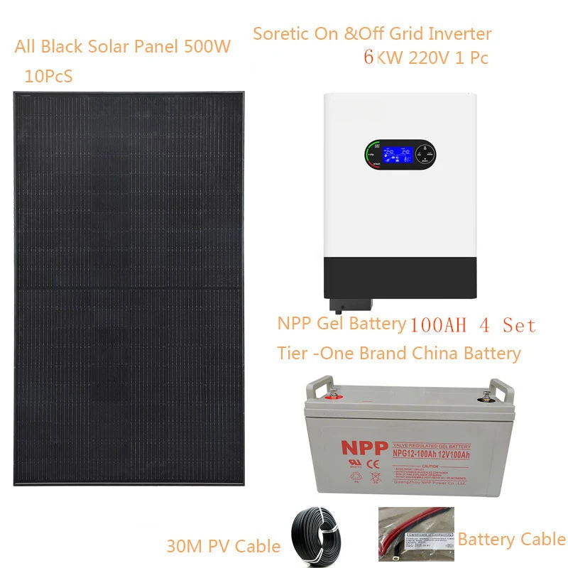 

Solar System For Home Complete Kit 5000w 5000 Watt 220V 110V Hybrid On Off Grid Inverter Ground Mount Battery System