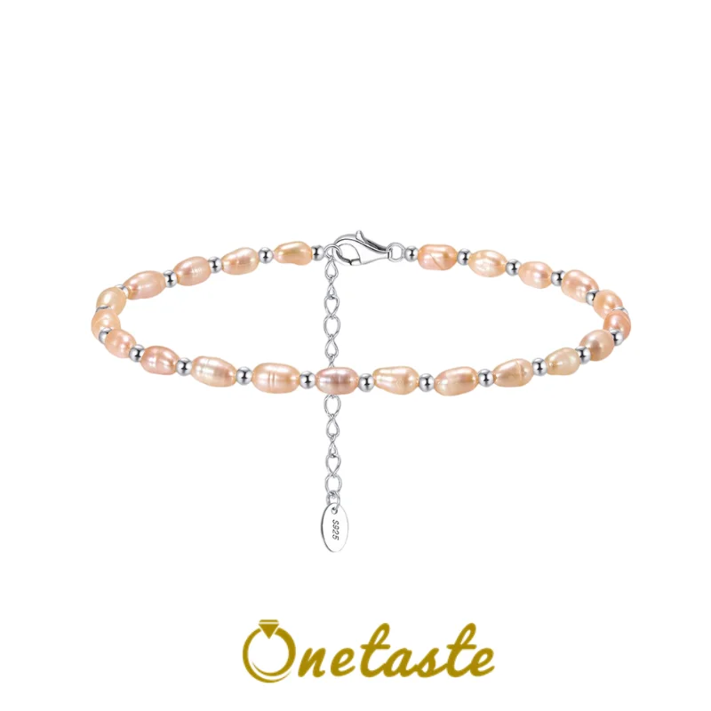 

Браслет из стерлингового серебра 925 пробы с натуральным пресноводным жемчугом для женщин, регулируемый, 16,5+5 см, элегантный браслет из бисера, подарок