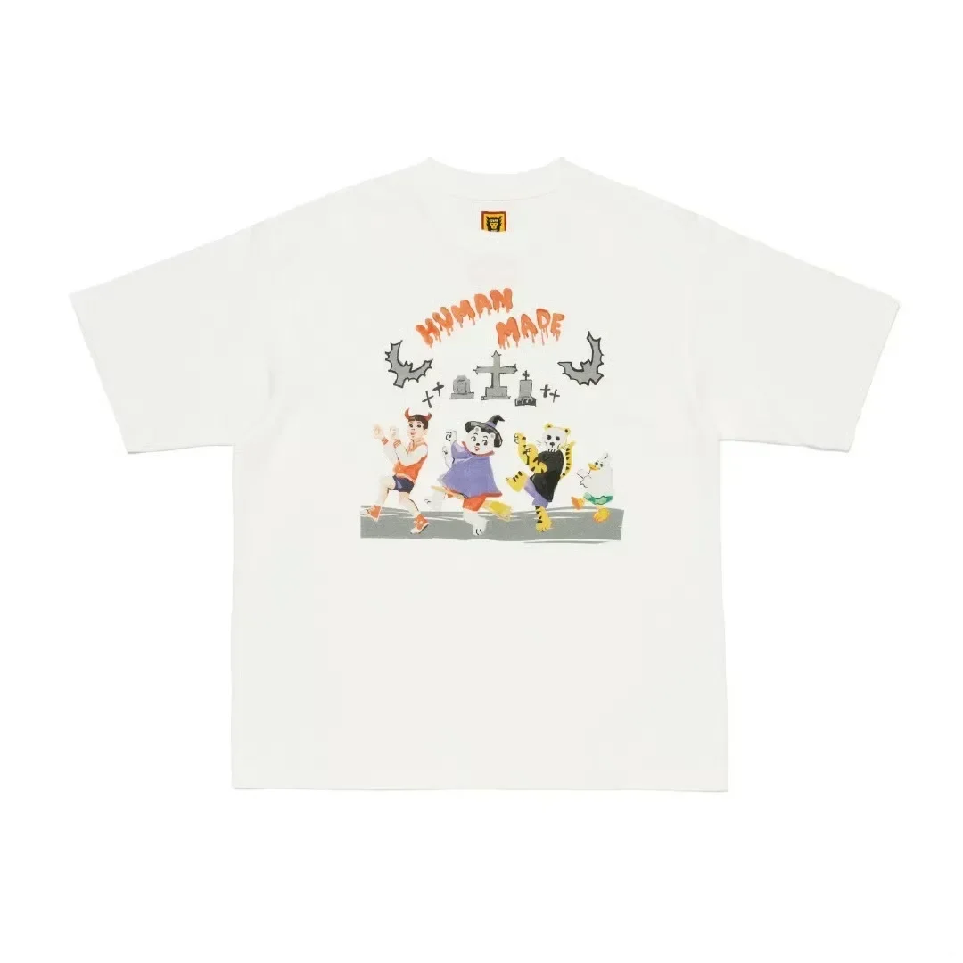 HUMAN MADE Summer Heavyweight Bamboo Cotton Short-Sleeved T-Shirt Illustration Printed Couple's Outfit for Men and Women